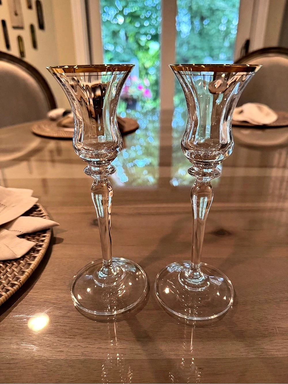 Mikasa Jamestown Gold Trim Crystal Candlestick Holders Set of 2
